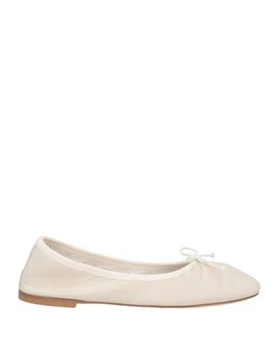Michelediloco Woman Ballet Flats Beige Size 6 Leather, Textile Fibers In Beige