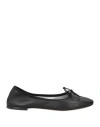 Michelediloco Woman Ballet Flats Black Size 8 Leather, Textile Fibers In Black