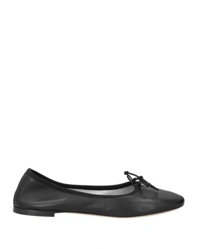 Michelediloco Woman Ballet Flats Black Size 8 Leather, Textile Fibers