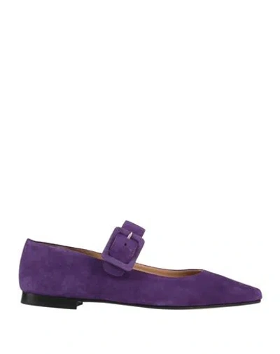 Michelediloco Woman Ballet Flats Purple Size 8 Leather