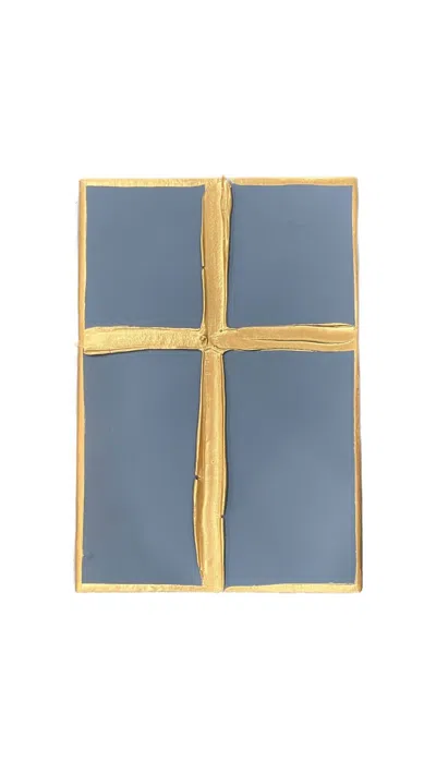 Michelle Allen Designs 6x8 Gold Cross Ary In Navy