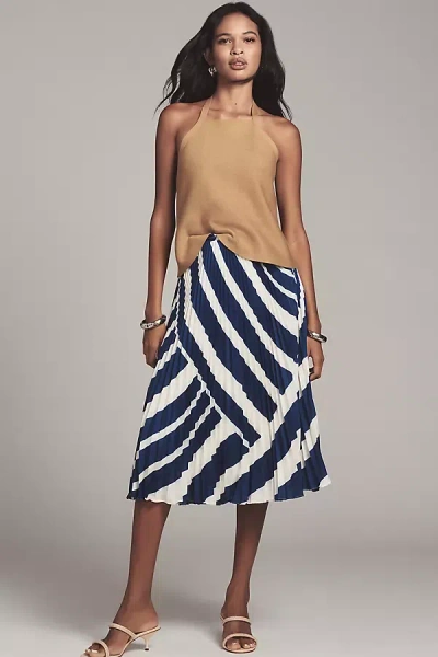 Michelle Armas The Valerie Pleated Midi Skirt By Maeve In Blue