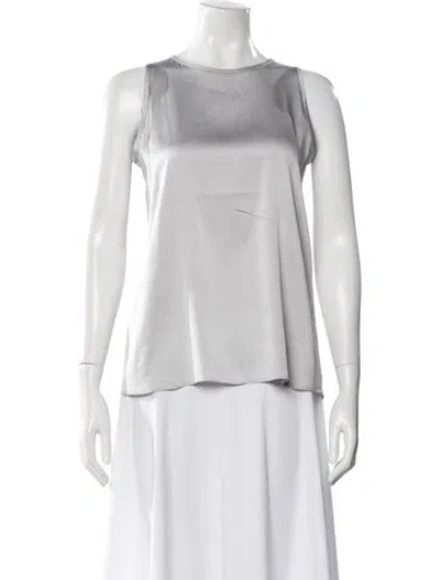 Pre-owned Michelle Farmer Crew Neck Sleeveless Top In White