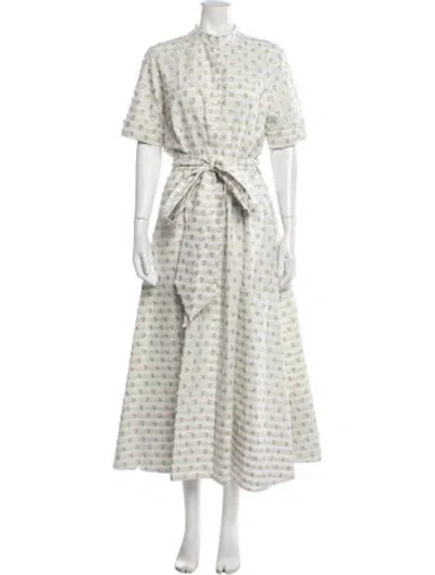 Pre-owned Michelle Farmer Floral Print Long Dress In Multi
