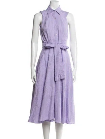Pre-owned Michelle Farmer Floral Print Midi Length Dress In Purple