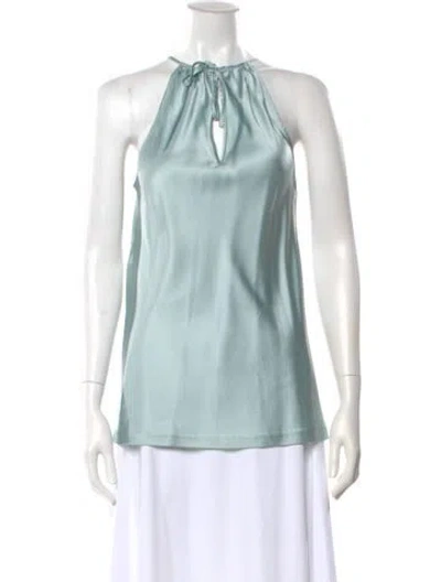 Pre-owned Michelle Farmer Halterneck Sleeveless Top In Blue