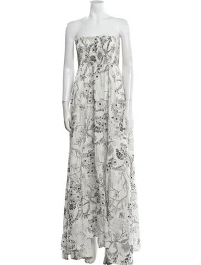 Pre-owned Michelle Farmer Linen Long Dress In Neutral