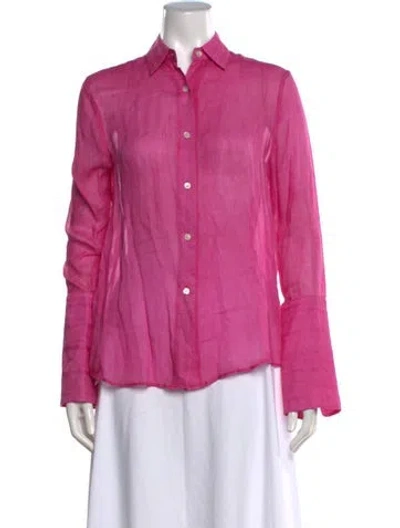 Pre-owned Michelle Farmer Long Sleeve Blouse In Pink