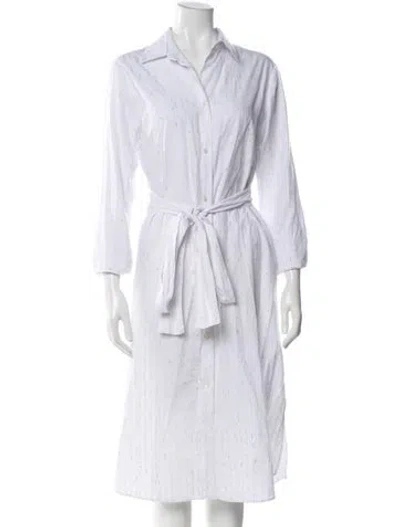 Pre-owned Michelle Farmer Midi Length Dress In White