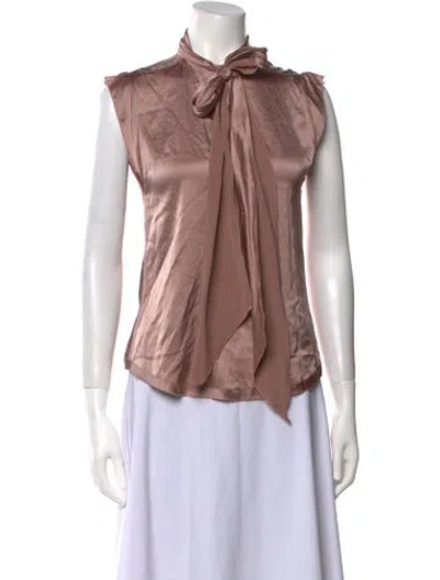 Pre-owned Michelle Farmer Mock Neck Sleeveless Blouse In Pink