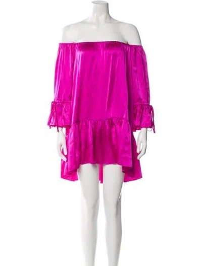 Pre-owned Michelle Farmer Off-the-shoulder Mini Dress In Pink