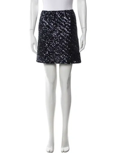 Pre-owned Michelle Farmer Patterned Mini Skirt In Blue