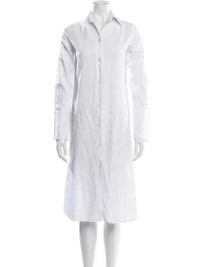 Pre-owned Michelle Farmer Printed Knee-length Dress In White