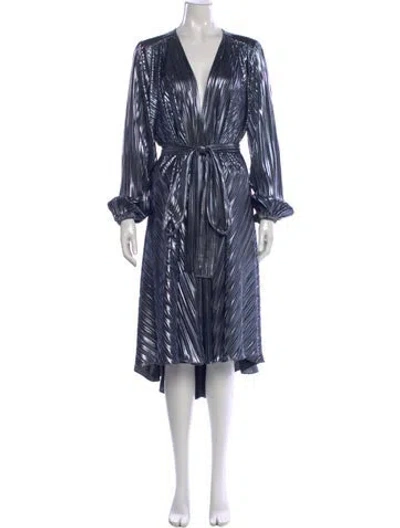 Pre-owned Michelle Farmer Printed Midi Length Dress In Blue