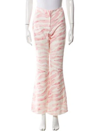 Pre-owned Michelle Farmer Printed Wide Leg Pants In Pink