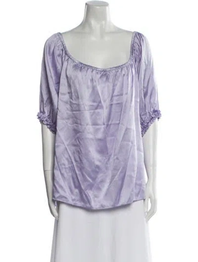 Pre-owned Michelle Farmer Silk Bateau Neckline Blouse In Purple
