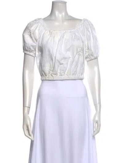 Pre-owned Michelle Farmer Silk Floral Print Crop Top In Neutral