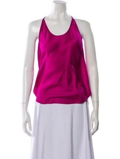 Pre-owned Michelle Farmer Silk Halterneck Top In Pink