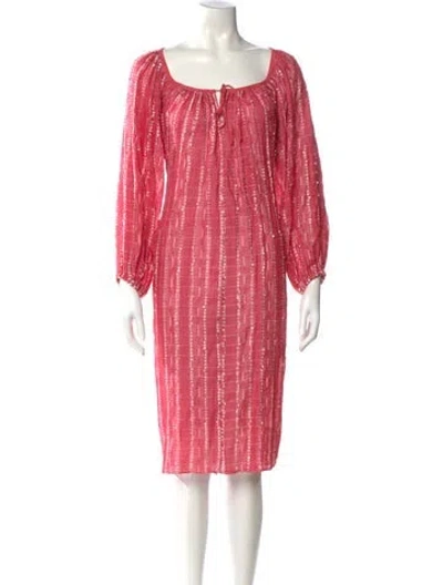 Pre-owned Michelle Farmer Silk Midi Length Dress In Pink