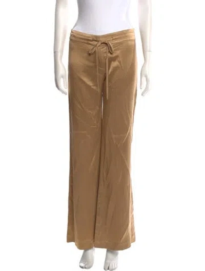 Pre-owned Michelle Farmer Silk Wide Leg Pants In Neutral