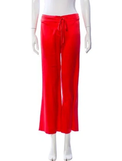Pre-owned Michelle Farmer Silk Wide Leg Pants In Red