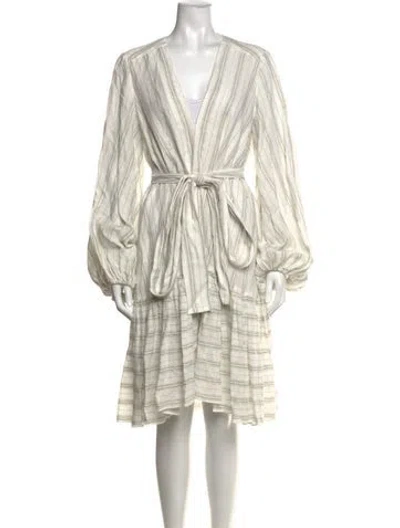 Pre-owned Michelle Farmer Striped Knee-length Dress In Neutral