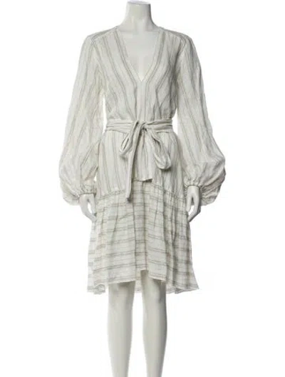 Pre-owned Michelle Farmer Striped Midi Length Dress In Neutral