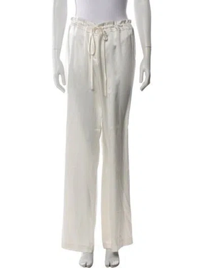 Pre-owned Michelle Farmer Wide Leg Pants In White