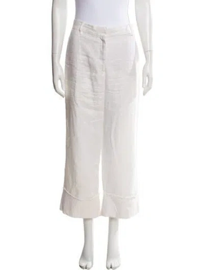Pre-owned Michelle Farmer Wide Leg Pants In White