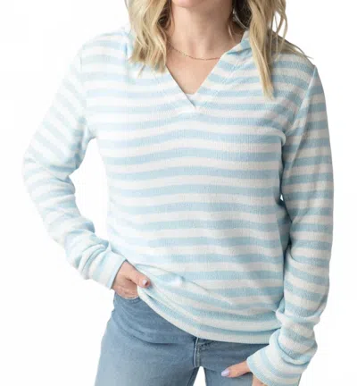 Michelle Mae Amelia Striped Hoodie In Sky Blue