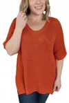 Michelle Mae Annie Open Knit Top In Pumpkin In Orange