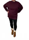 Michelle Mae Aurora Cozy Sweater In Burgundy In White