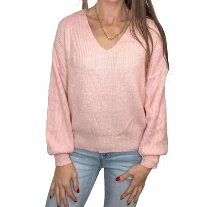 Michelle Mae Bethany Bow Knit Sweater In Pink