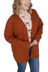 Michelle Mae Billie Open Knit Cardigan In Rust In Multi