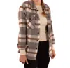 Michelle Mae Cassidy Classic Plaid Shacket In Grey/tan In Multi