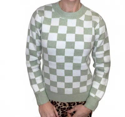 Michelle Mae Chelsey Checkered Sweater In Green In Gray