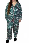 Michelle Mae Christmas Pajama Set In Green Multi In Green