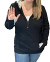 Michelle Mae Classic Black Half Zip Hoodie In Black