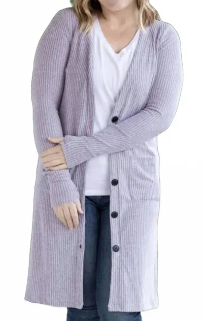 Michelle Mae Colbie Ribbed Cardigan In Lavender In Purple