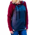 Michelle Mae Colorblock Double Hoodie In Burgundy & Charcoal Gray In Multi
