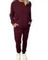 Michelle Mae Corrine Drawsting Joggers In Burgundy In Brown