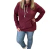 Michelle Mae Cozy Cowl Neck Sweatshirt - Fall Colors In Burgundy In White