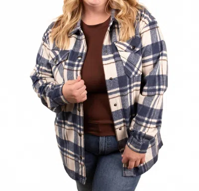 Michelle Mae Element Plaid Shacket In Blue Hues