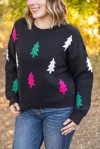 Michelle Mae Festive Bright Trees Sweater In Multi In Multi