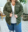 Michelle Mae Fleece Shacket In Olive