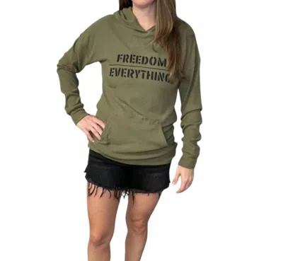 Michelle Mae Freedom Over Everything Hoodie In Olive In Green