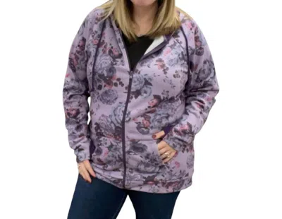 Michelle Mae Fullzip Hoodie In Purple Floral