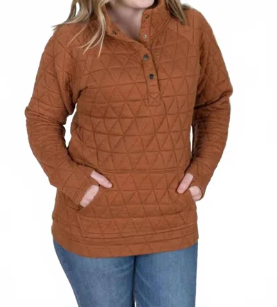 Michelle Mae Geometric Button Snap Pullover Jacket In Rust In Brown