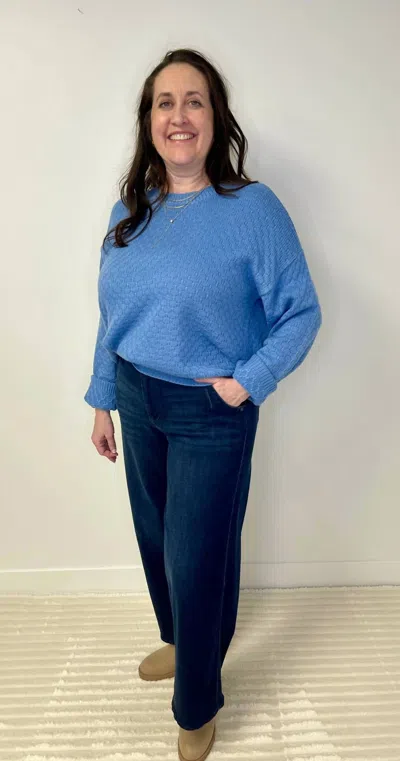 Michelle Mae Gianna Pullover Sweater Top In Blue