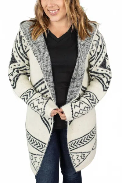 Michelle Mae Give Me Your Love Aztec Cardigan In White Multi